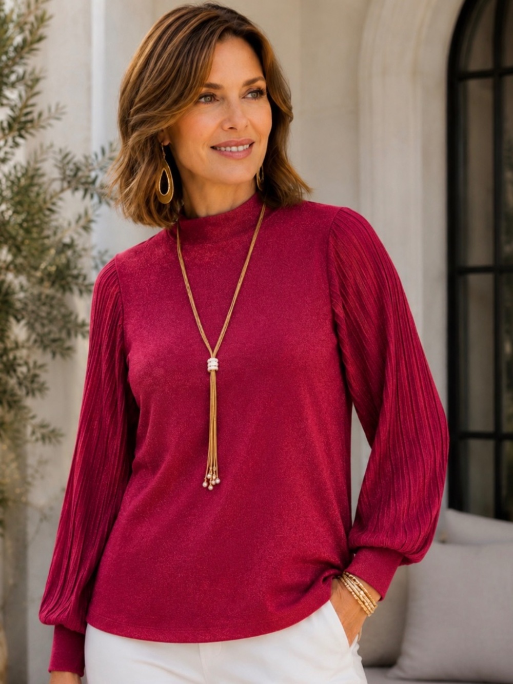 Chico’s New Women’s Shimmer Mock-Neck Top Size XL ( Chico’s Size 3 )